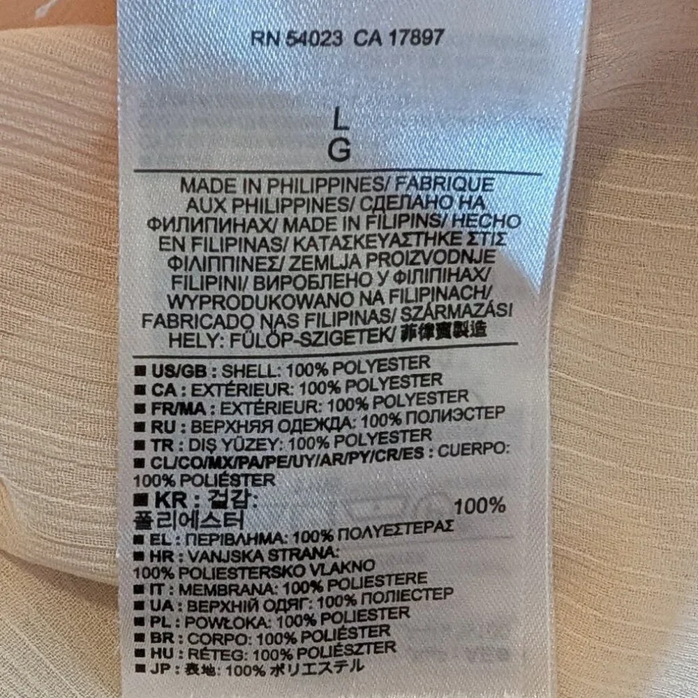 Banana Republic Sheer Pink Bubble Hem Long Sleeve Blouse Sz Large - Picture 6 of 8